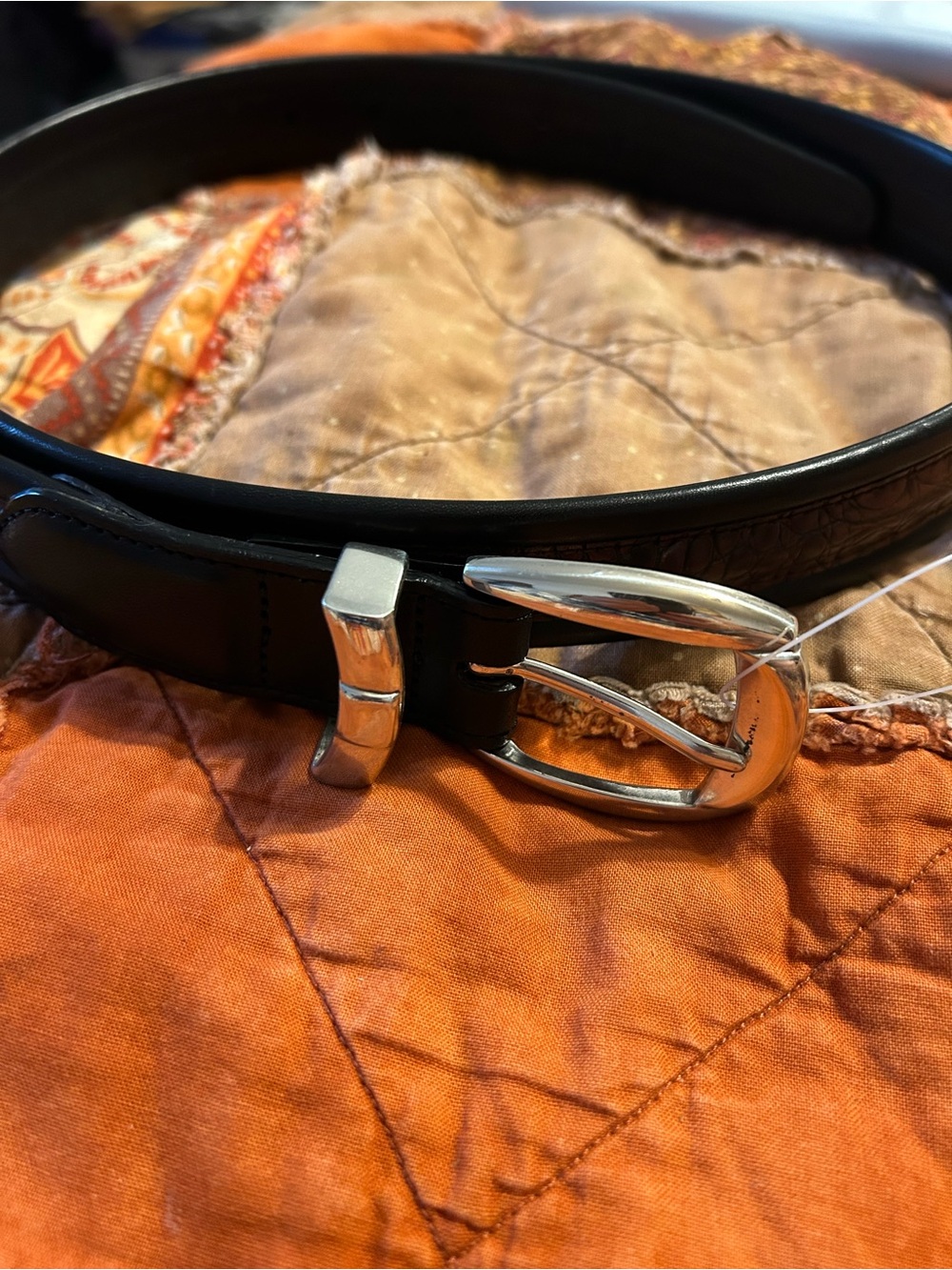 Brighton Classic Black  brown Leather Men’s Belt with Silver Buckle